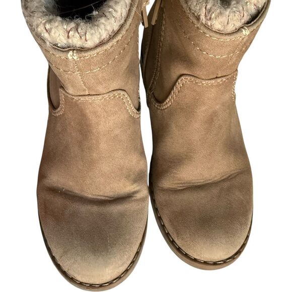 Toddler Girls Eva & Zoe Lil Indy Back Lace Zip Up Taupe Ankle Boot - Sz 11 - Picture 2 of 4